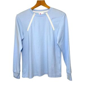 ComfyChemo Periwinkle Blue Long Sleeve Chest Access Shirt. Women’s small